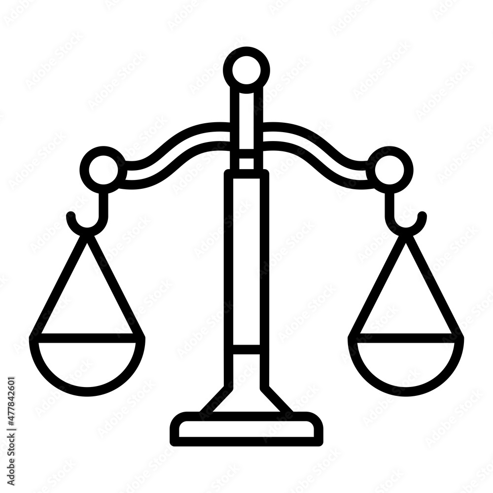 Balance Scale Vector Outline Icon Isolated On White Background Balance Scale Vector Outline Icon Isolated On White Background