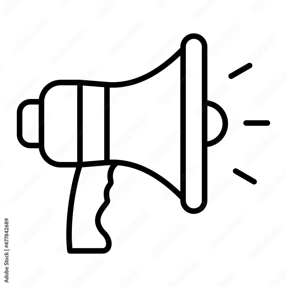 Megaphone Vector Outline Icon Isolated On White Background