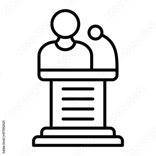 Podium Vector Outline Icon Isolated On White Background