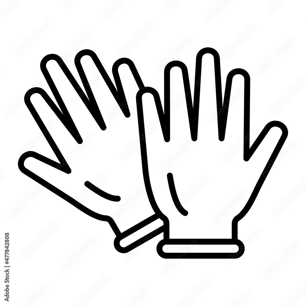 Rubber Gloves Vector Outline Icon Isolated On White Background Rubber Gloves Vector Outline Icon Isolated On White Background