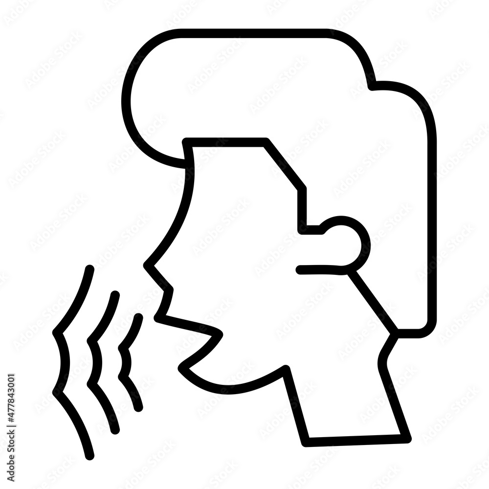 Hoarseness Vector Outline Icon Isolated On White Background Hoarseness Vector Outline Icon Isolated On White Background