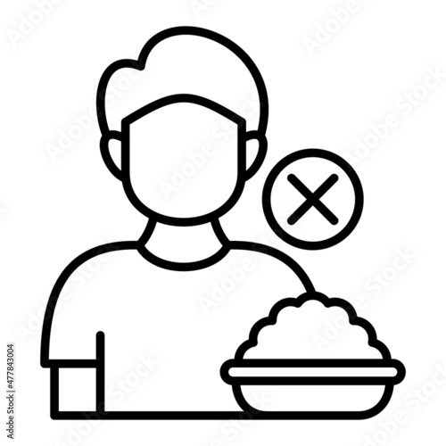 Lack Of Appetite Vector Outline Icon Isolated On White Background