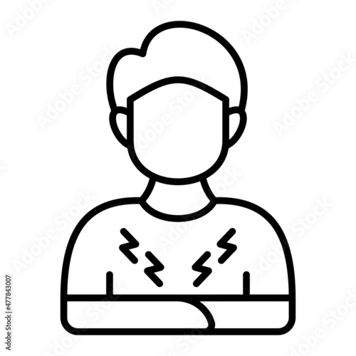 Abdominal Pain Vector Outline Icon Isolated On White Background