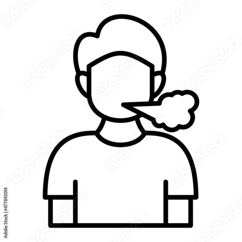 Dry Cough Vector Outline Icon Isolated On White Background