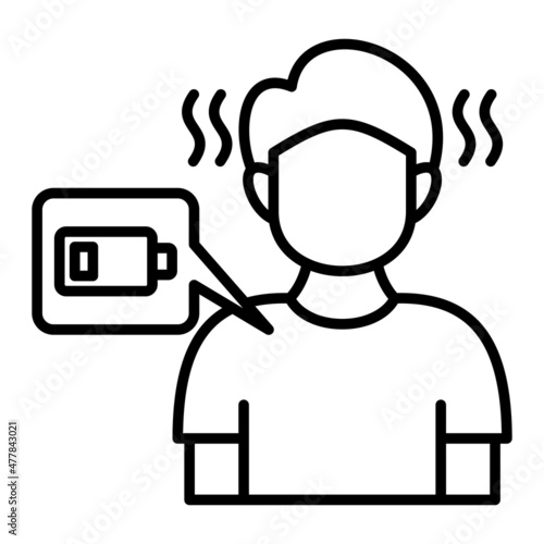 Tiredness Vector Outline Icon Isolated On White Background