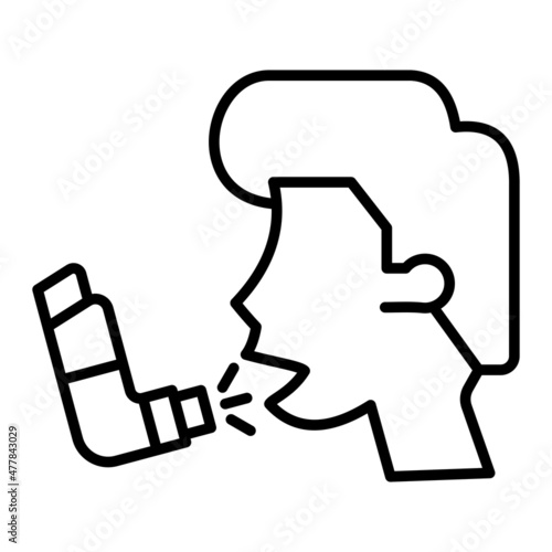 Asthma Vector Outline Icon Isolated On White Background