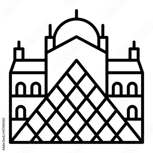 Louvre Vector Outline Icon Isolated On White Background