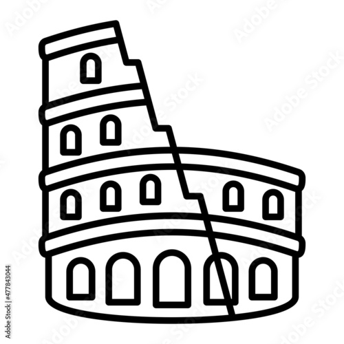 Colosseum Vector Outline Icon Isolated On White Background