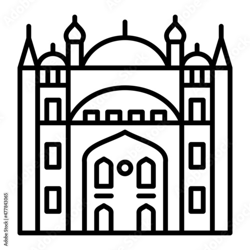 Cairo Citadel Vector Outline Icon Isolated On White Background