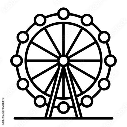 London Eye Vector Outline Icon Isolated On White Background