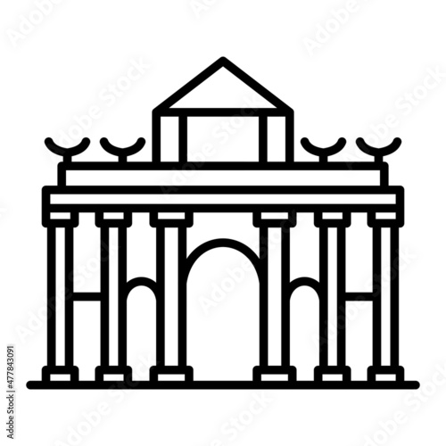 Alcala Gate Vector Outline Icon Isolated On White Background