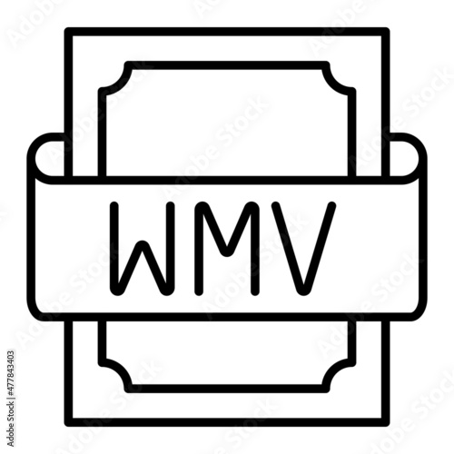 Wmv Vector Outline Icon Isolated On White Background