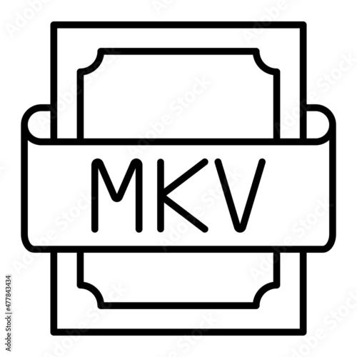 Mkv Vector Outline Icon Isolated On White Background