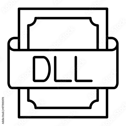 Dll Vector Outline Icon Isolated On White Background