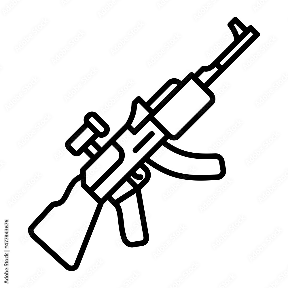 Rifle Vector Outline Icon Isolated On White Background Rifle Vector Outline Icon Isolated On White Background