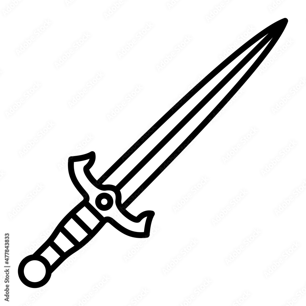 Dagger Vector Outline Icon Isolated On White Background Dagger Vector Outline Icon Isolated On White Background