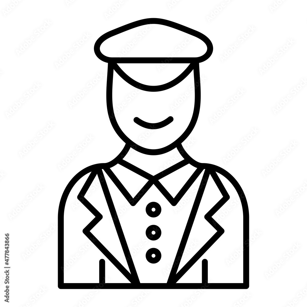 Captain Vector Outline Icon Isolated On White Background Captain Vector Outline Icon Isolated On White Background