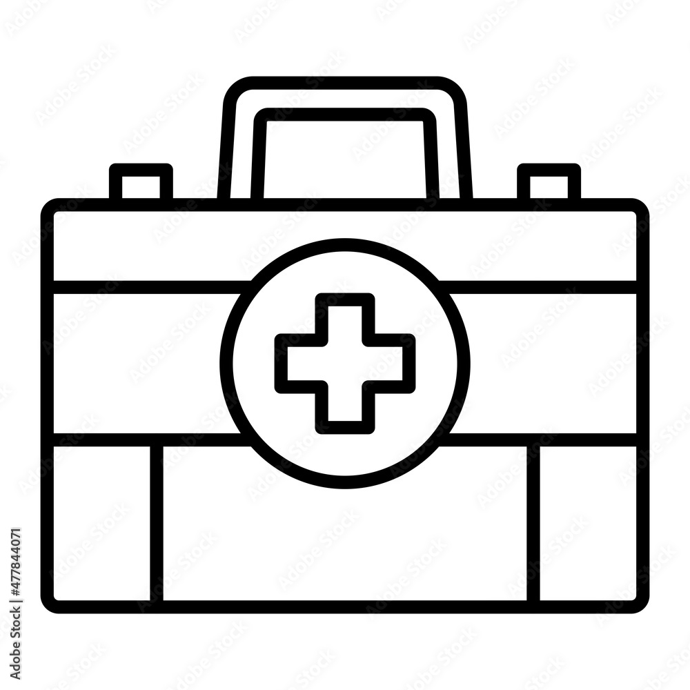 Obraz premium First Aid Kit Vector Outline Icon Isolated On White Background