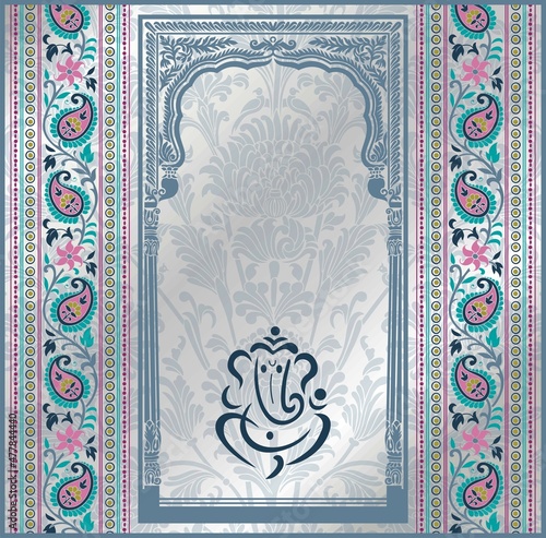 Ganesha, wedding card, royal Rajasthan, India	