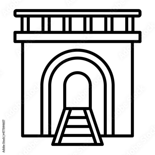 Tunnel Vector Outline Icon Isolated On White Background