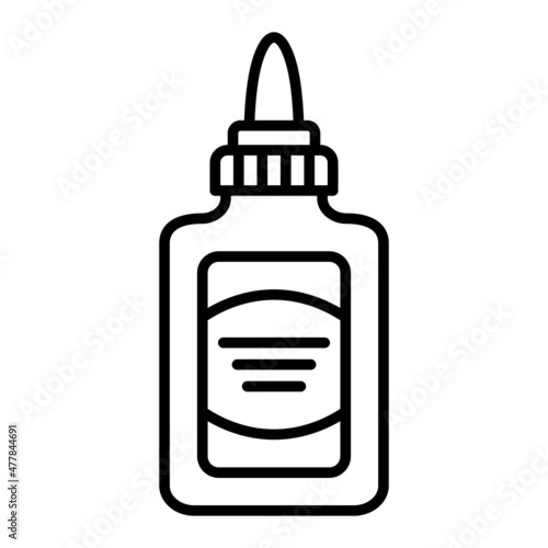 Liquid Glue Vector Outline Icon Isolated On White Background