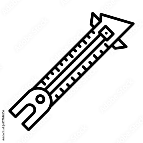 Ruler Vector Outline Icon Isolated On White Background