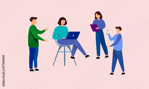 group of people working together, set of people, business set