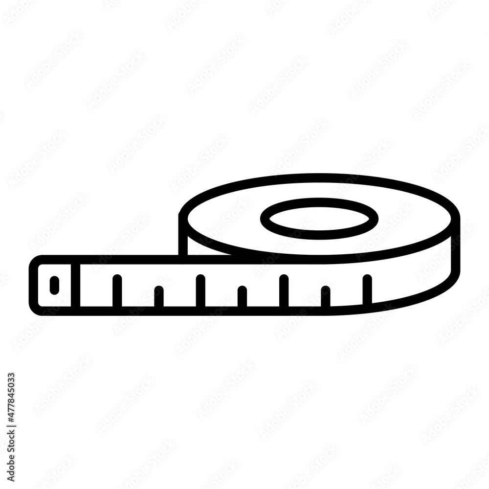 Measuring Tape Vector Outline Icon Isolated On White Background