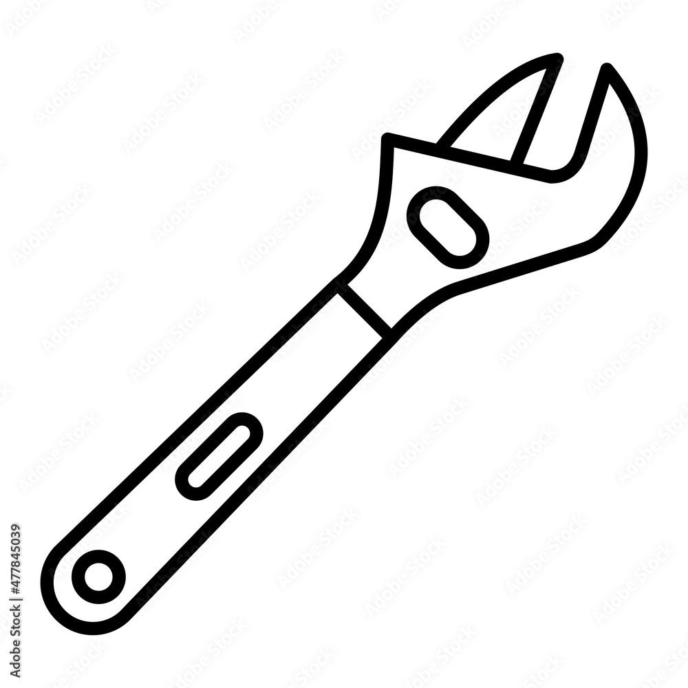 Wrench Vector Outline Icon Isolated On White Background Wrench Vector Outline Icon Isolated On White Background