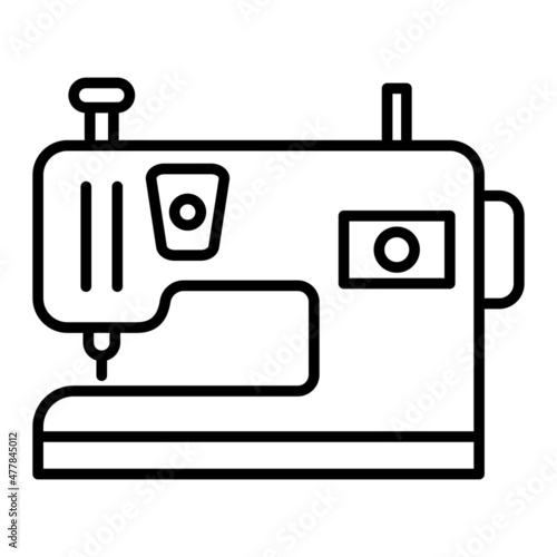 Sewing Machine Vector Outline Icon Isolated On White Background