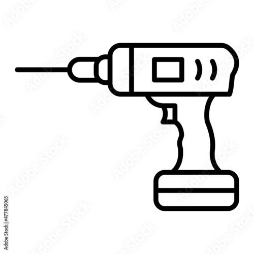 Drill Vector Outline Icon Isolated On White Background