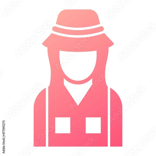 Vector Fisherwoman Glyph Gradient Icon Design