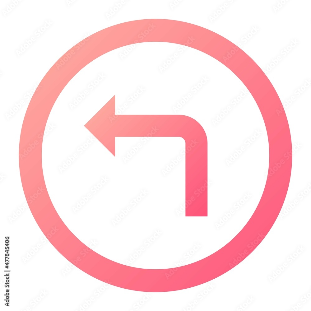 Vector Left Turn Glyph Gradient Icon Design Vector Left Turn Glyph Gradient Icon Design