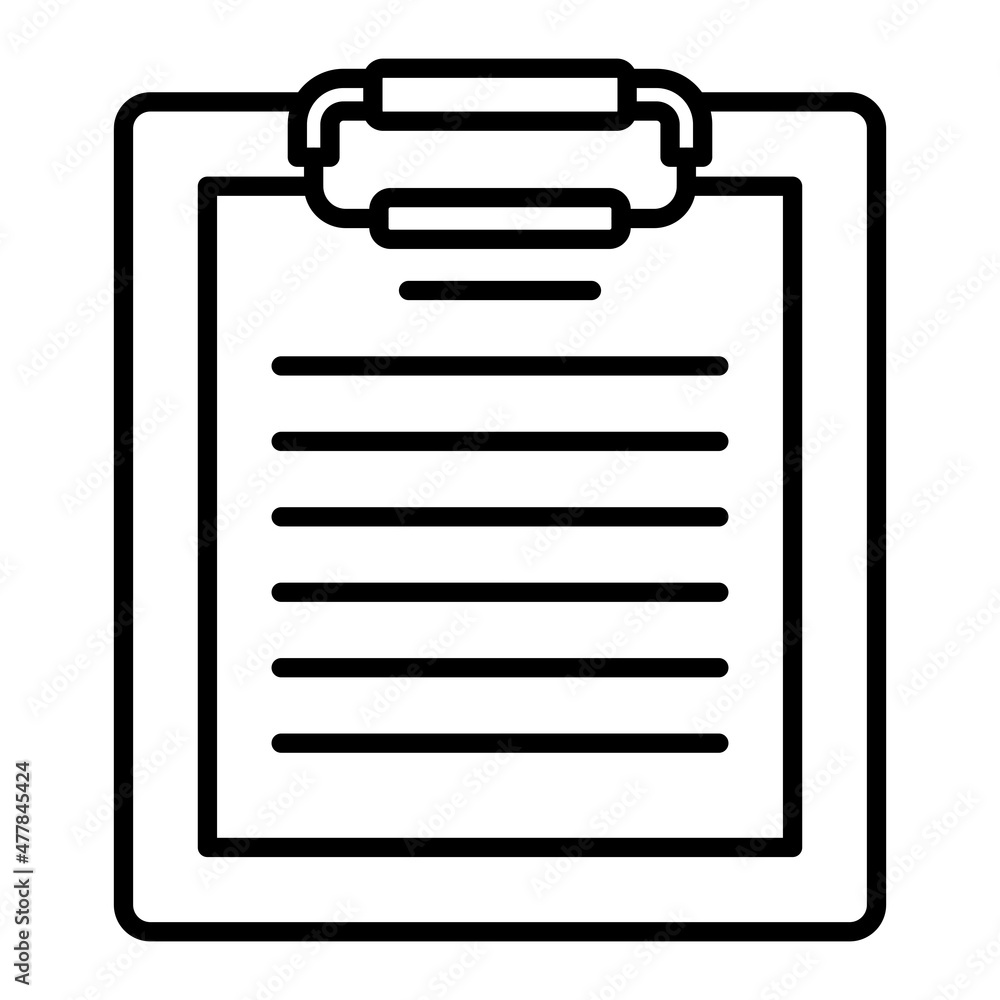 Clipboard Vector Outline Icon Isolated On White Background Clipboard Vector Outline Icon Isolated On White Background