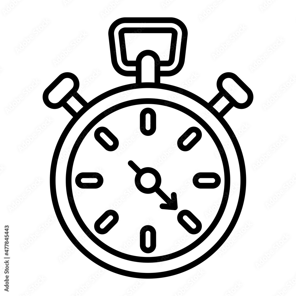 Stopwatch Vector Outline Icon Isolated On White Background Stopwatch Vector Outline Icon Isolated On White Background