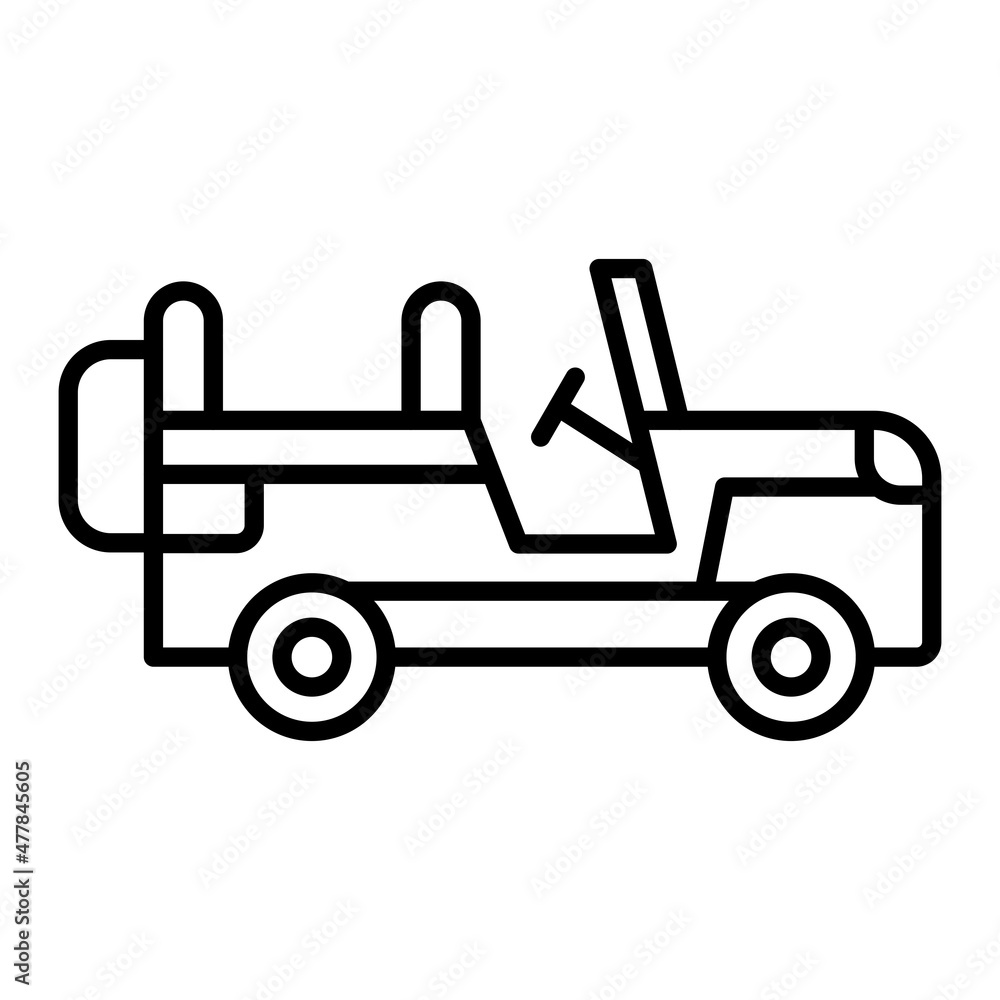 Jeep Vector Outline Icon Isolated On White Background Jeep Vector Outline Icon Isolated On White Background