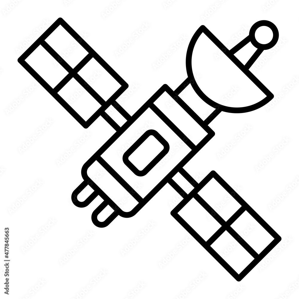 Satellite Vector Outline Icon Isolated On White Background Satellite Vector Outline Icon Isolated On White Background