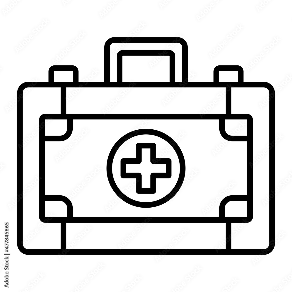 First Aid Kit Vector Outline Icon Isolated On White Background First Aid Kit Vector Outline Icon Isolated On White Background