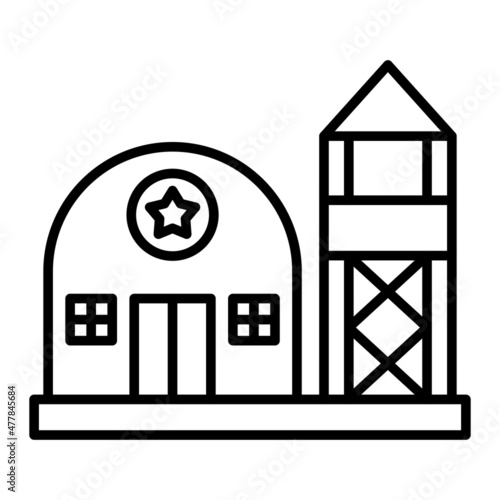 Military Base Vector Outline Icon Isolated On White Background