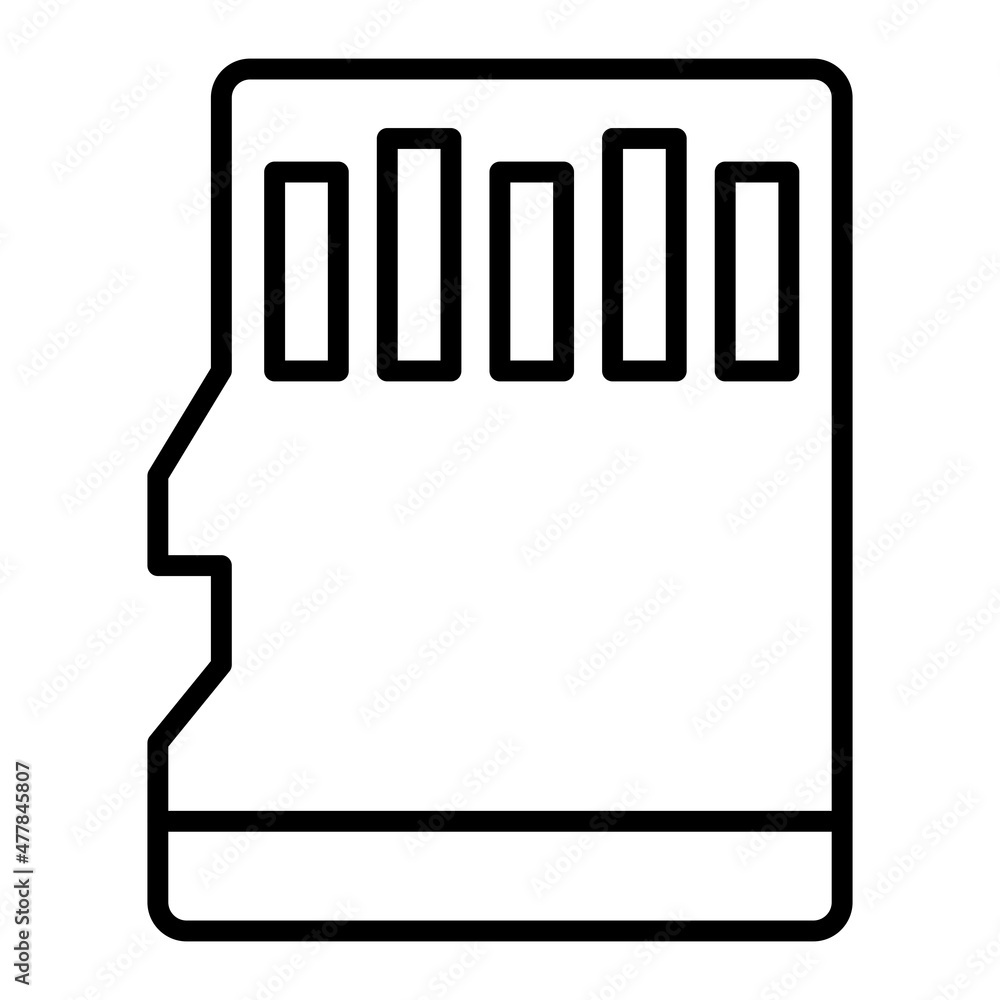 Sd Card Vector Outline Icon Isolated On White Background Sd Card Vector Outline Icon Isolated On White Background