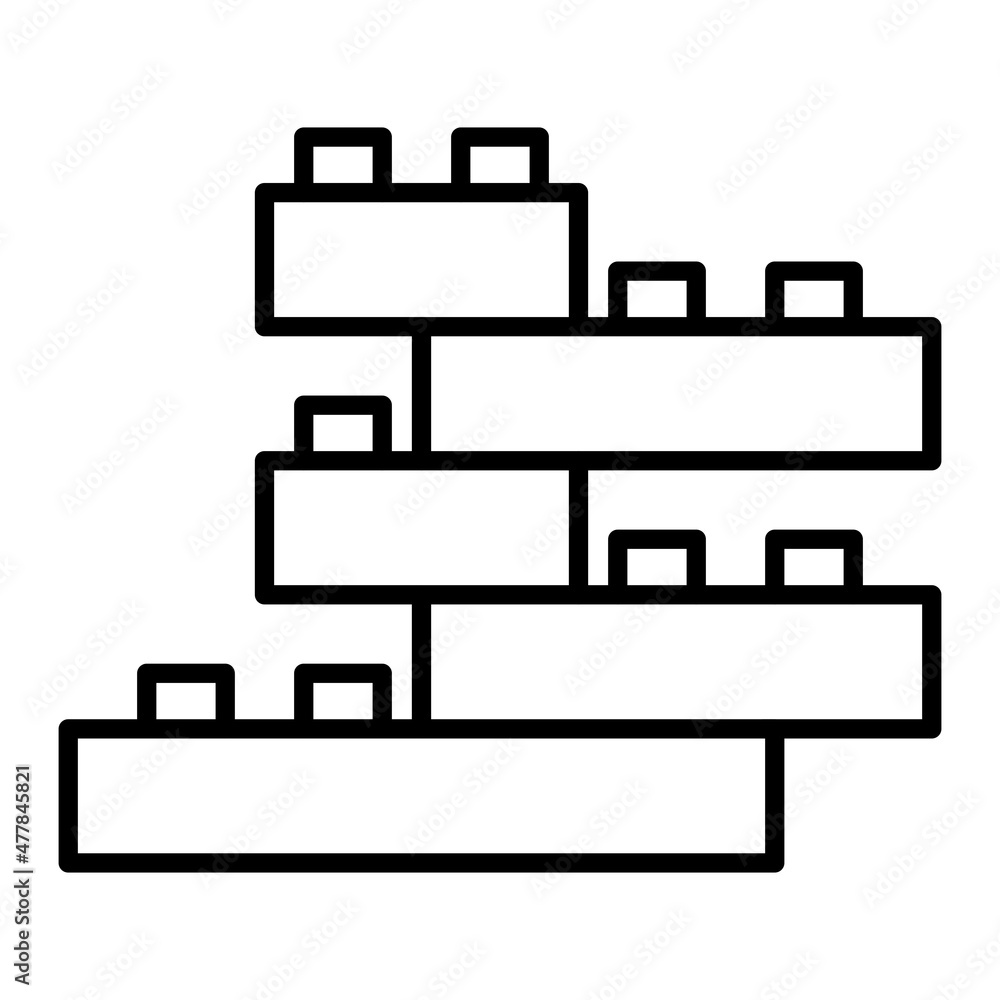 Blocks Vector Outline Icon Isolated On White Background Blocks Vector Outline Icon Isolated On White Background