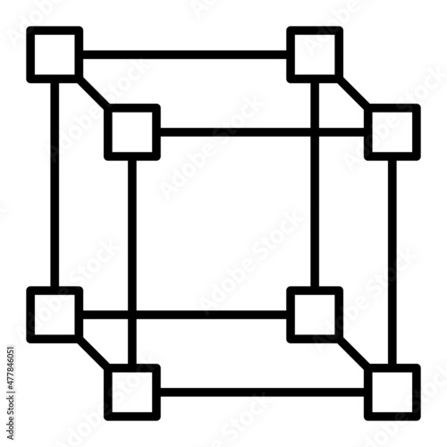 Cubic Vector Outline Icon Isolated On White Background