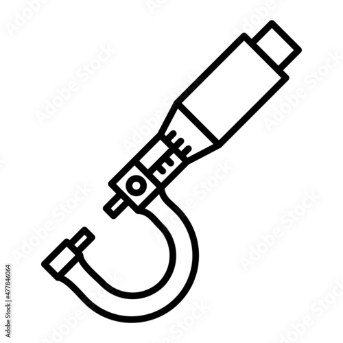 Micrometer Vector Outline Icon Isolated On White Background