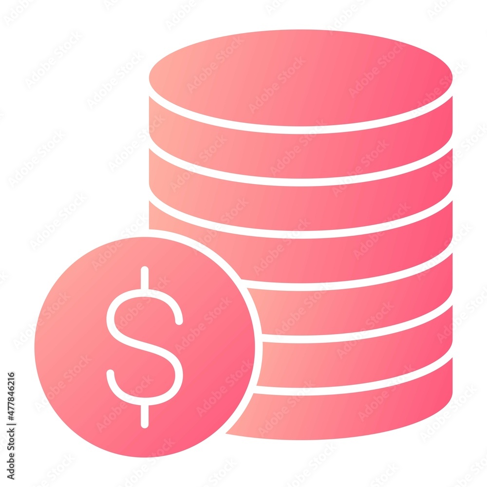 Vector Coins Glyph Gradient Icon Design Vector Coins Glyph Gradient Icon Design