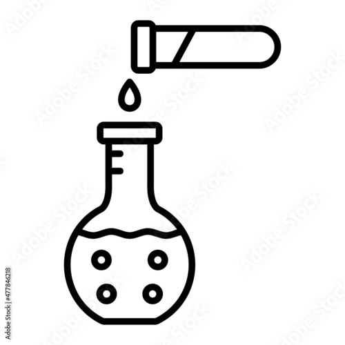 Chemical Reaction Vector Outline Icon Isolated On White Background