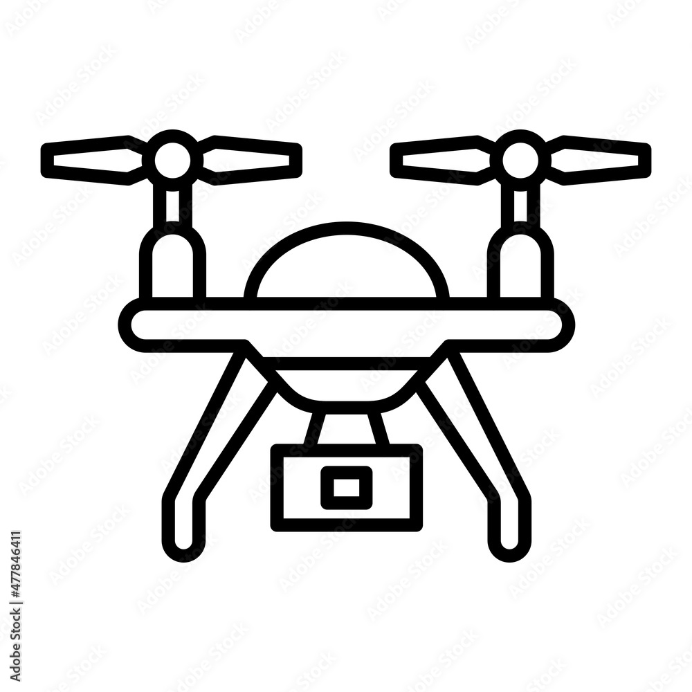 Drone Vector Outline Icon Isolated On White Background Drone Vector Outline Icon Isolated On White Background