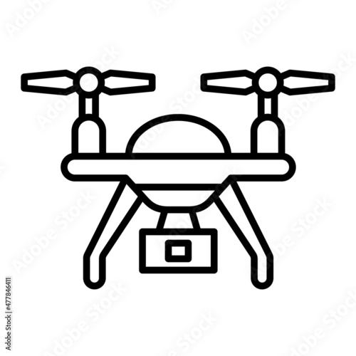 Drone Vector Outline Icon Isolated On White Background