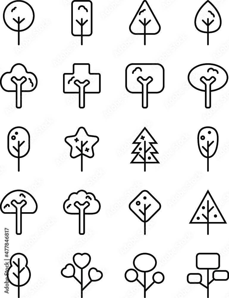 tree design line icon set tree design line icon set