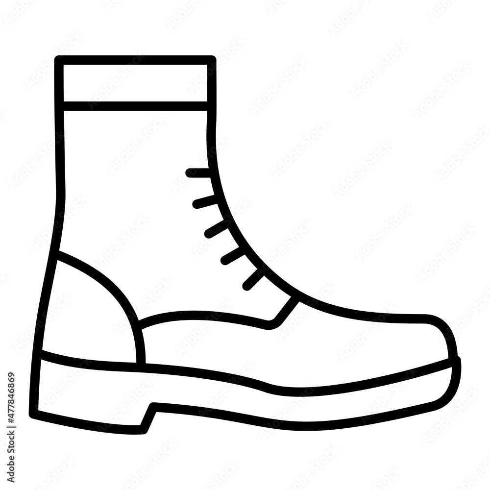 Boot Vector Outline Icon Isolated On White Background Boot Vector Outline Icon Isolated On White Background