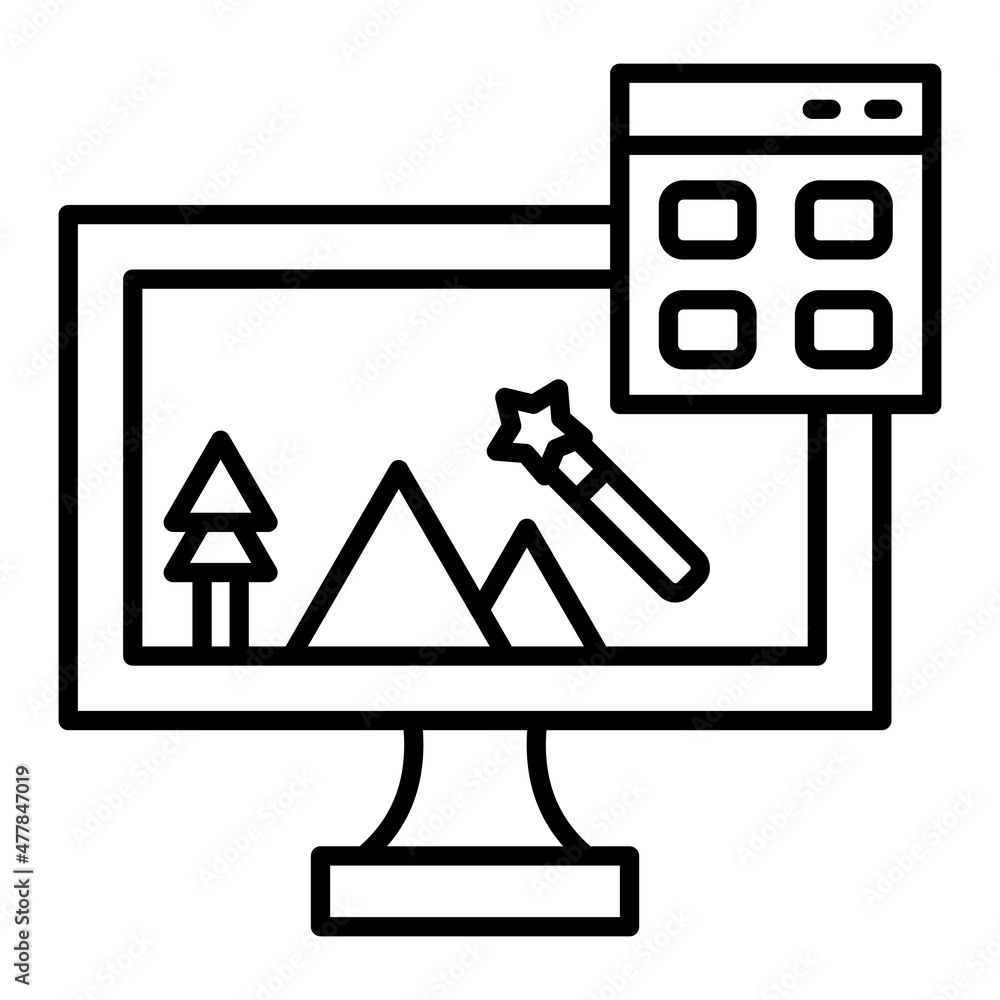 Magic Wand Vector Outline Icon Isolated On White Background Magic Wand Vector Outline Icon Isolated On White Background